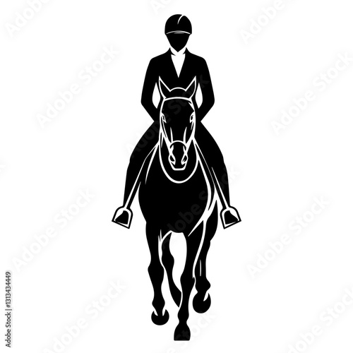 Equestrian Rider Pose Silhouette – High-Quality Horse Riding Graphics
