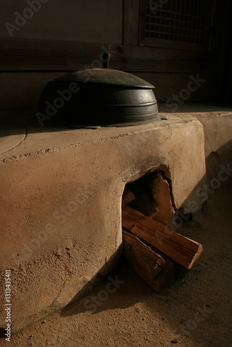 한국, 전통가옥, 아궁이, 장작, 나무 