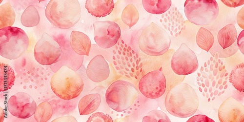 Whimsical Watercolor Pink Shapes: Abstract Pattern Background for Design