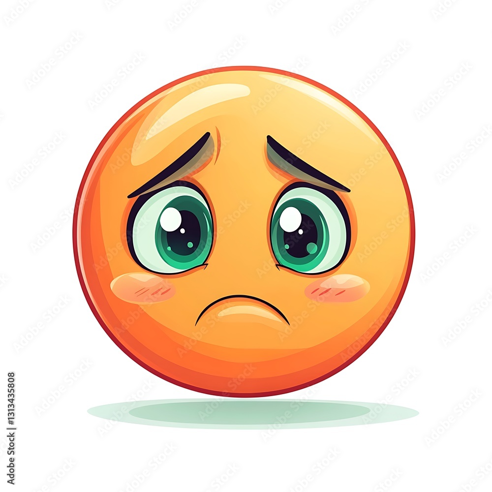 A simple cartoon illustration of a sad face emoji, on a white background, with a green color palette, in a vector style, flat design, professional quality A simple cartoon illustration of a sad face emoji, on a white background, with a green color palette, in a vector style, flat design, professional quality