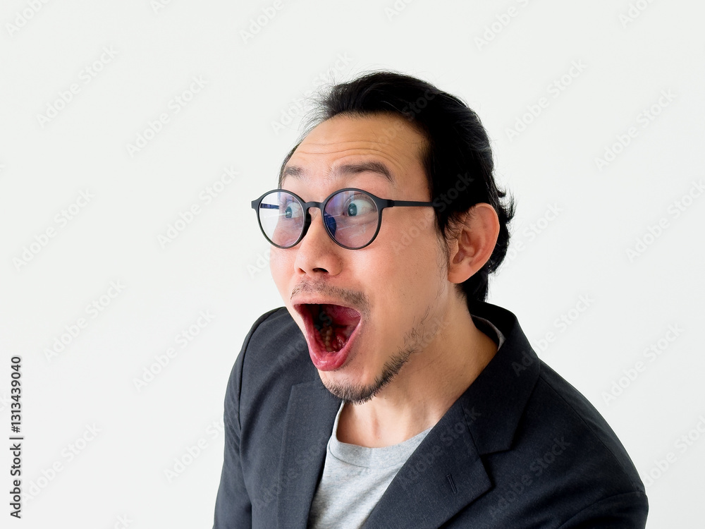 Close up face of business man has got an idea to solve the problem to offer. Close up face of business man has got an idea to solve the problem to offer.