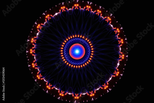kaleidoscope of orange and blue butterflies on a black background