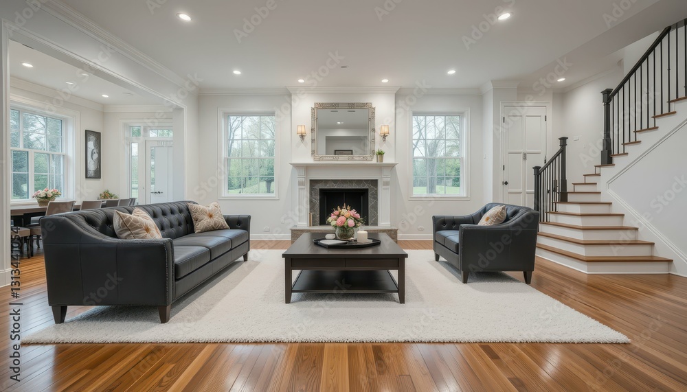 Fototapeta premium Modern Living Room with Elegant Furniture and Cozy Atmosphere
