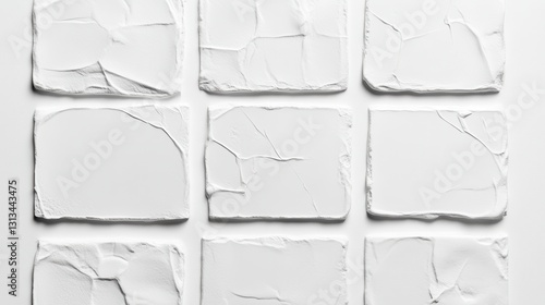 Wallpaper Mural Nine Off White Textured Rectangular Tiles on White Background Torontodigital.ca
