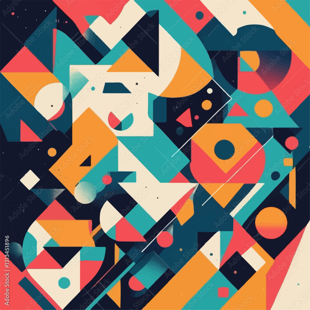 Bold Abstract Composition with Geometric Shapes and Dynamic Circular Patterns Bold Abstract Composition with Geometric Shapes and Dynamic Circular Patterns