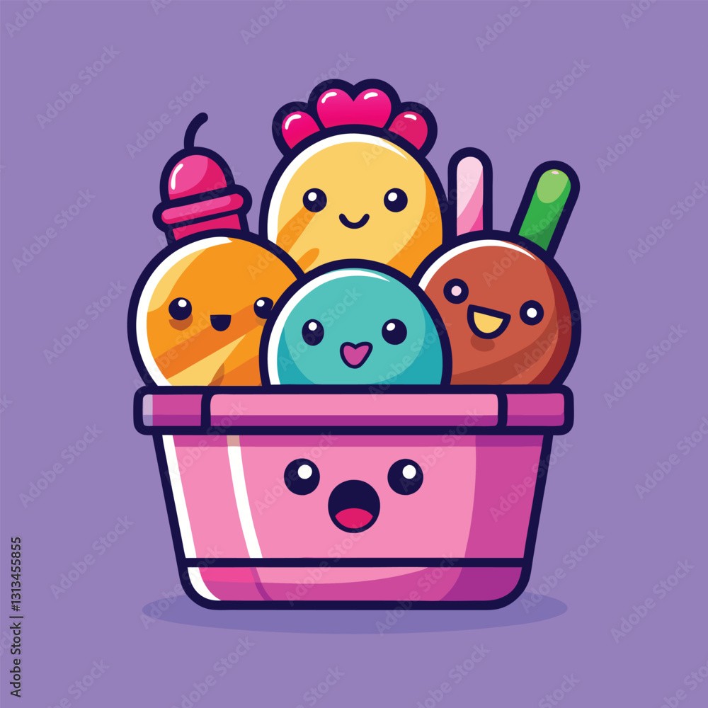 Obraz premium Cute and colorful summer ice cream treat
