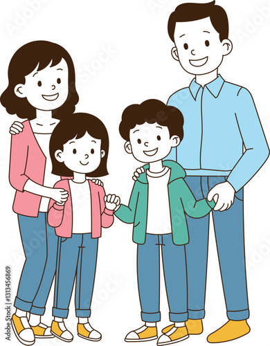 The whole family is taking a picture together.