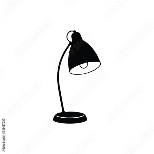 Simple Black and White Desk Lamp Illustration