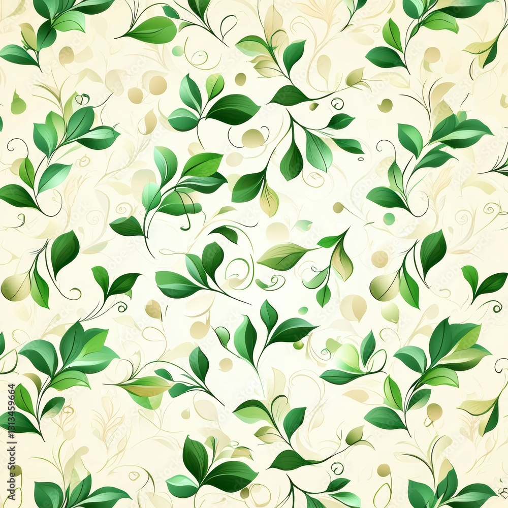 Fototapeta premium Seamless Green Leaves Pattern.