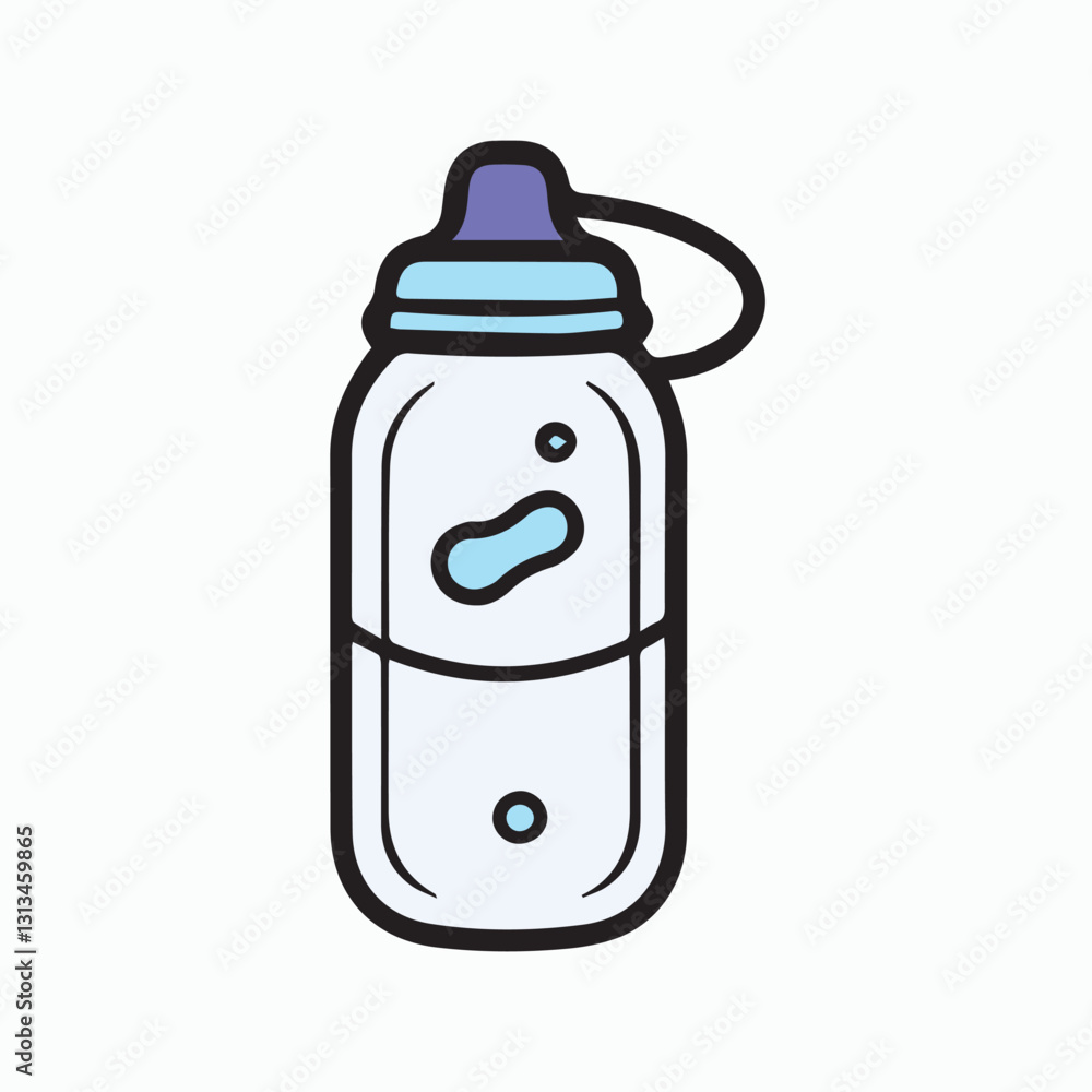 Cute Cartoon Water Bottle with Light Blue Design Cute Cartoon Water Bottle with Light Blue Design