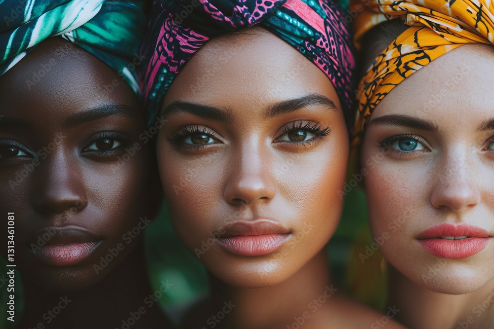 Diverse Women with Headscarves Showcasing Natural Beauty and Elegance Diverse Women with Headscarves Showcasing Natural Beauty and Elegance