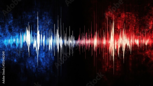 Vibrant Soundwave Graphic with Red and Blue Contrast