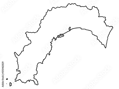 少しゆるい白い高知県地図 四国 西日本