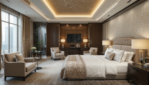 Elegant Modern Hotel Room Interior Design With Cozy Atmosphere