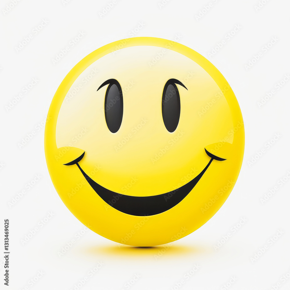 Illustration of a bright yellow smiley face large eyes Illustration of a bright yellow smiley face large eyes
