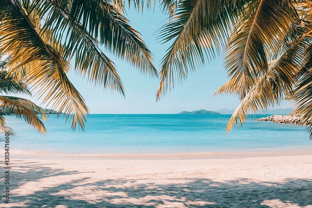 Fototapeta premium Tropical Beach Paradise: Serene Ocean View