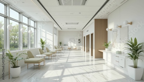 Bright and Modern Hallway with Elegant Furniture and Natural Light