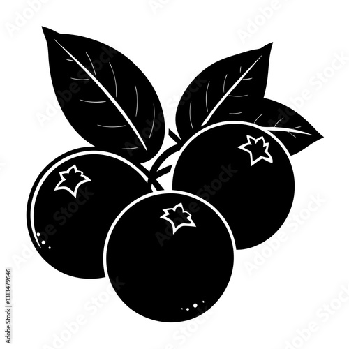 black vector of blueberry illustration