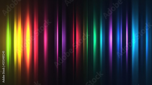 Colorful Vertical Light Streaks Against Dark Background