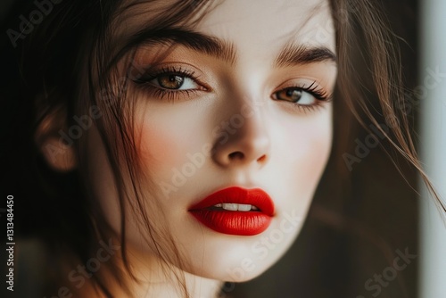 Wallpaper Mural Portrait of a Young Woman with Bold Red Lips and Flawless Skin Torontodigital.ca