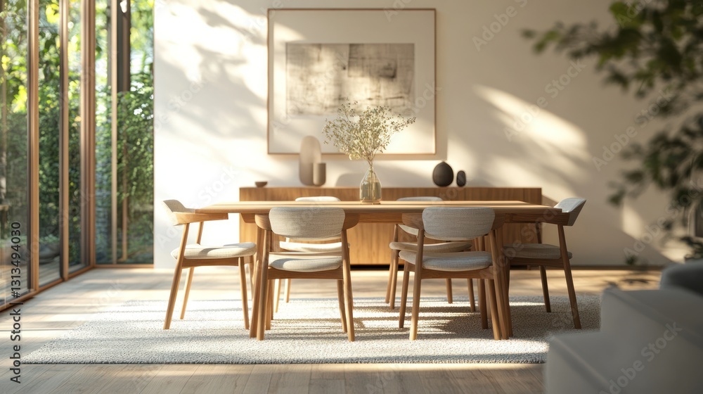 Obraz premium Modern Dining Room with Sunlight