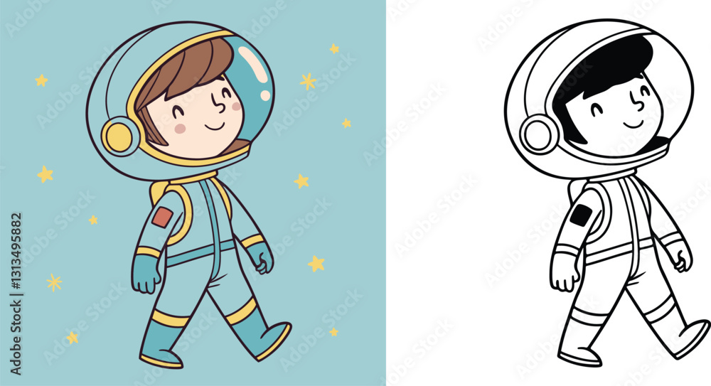 Cute Cartoon Astronaut in Space - Adorable Space Illustration for Kids Cute Cartoon Astronaut in Space - Adorable Space Illustration for Kids