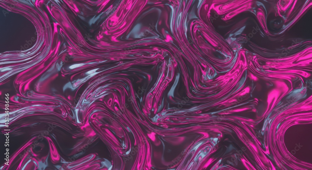 Obraz premium Abstract Swirling Texture with Metallic Shine and Vivid Pink Highlights