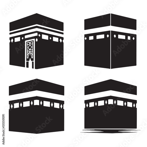 Makka Mosque and Landmarks Vector Silhouette Design