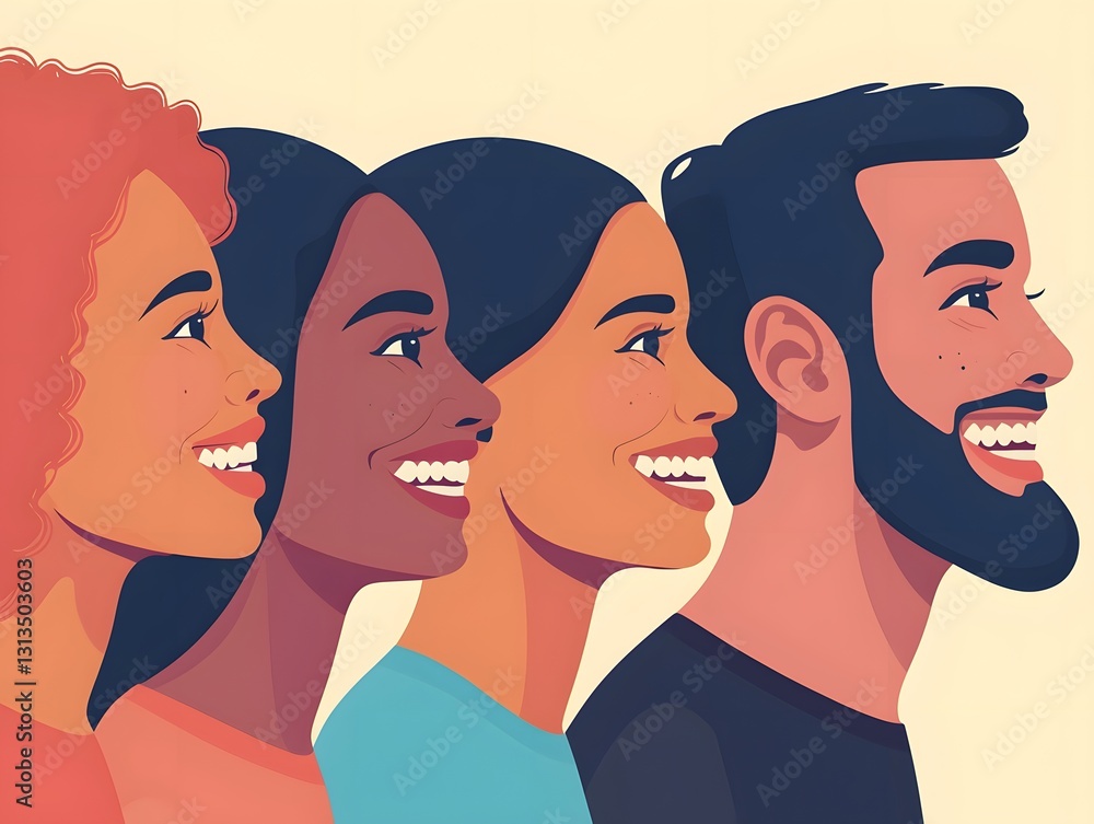 Diverse group of people displaying a range of facial expressions in team environment with ample copy space for illustrations Diverse group of people displaying a range of facial expressions in team environment with ample copy space for illustrations
