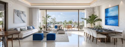 Modern Coastal Living Room and Dining Area