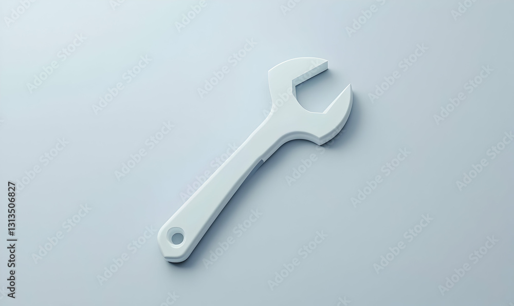 Simple White Wrench Tool on Light Background for Repair Projects Simple White Wrench Tool on Light Background for Repair Projects
