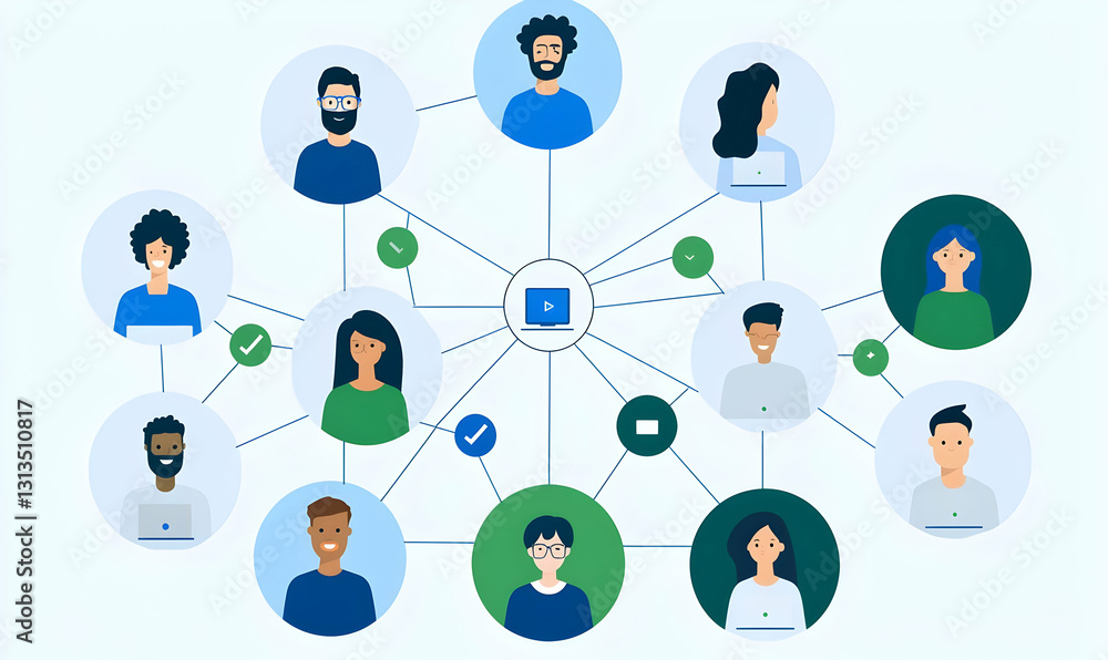 Diverse Group of People Connected Through Digital Technology Network Diverse Group of People Connected Through Digital Technology Network