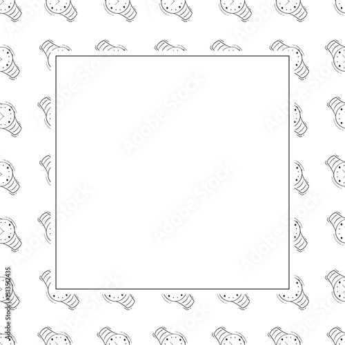 clock icon frame. doodle clock icon square frame. hand drawn clock icon frame background. clock icon background