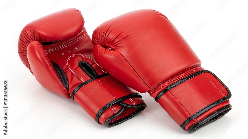 Φωτογραφία Boxing Gloves in Red Color on a White Background, Isolated Sports Equipment Photography Ideal for sports gear marketing, combat training accessories, and athletic branding