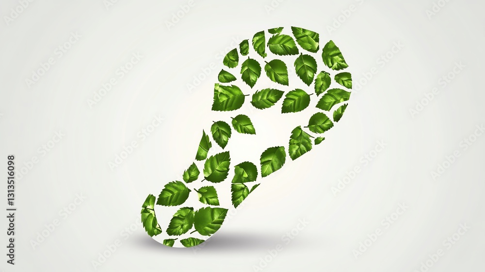 A footprint composed of green leaves, symbolizing eco-friendliness and sustainability. A footprint composed of green leaves, symbolizing eco-friendliness and sustainability.