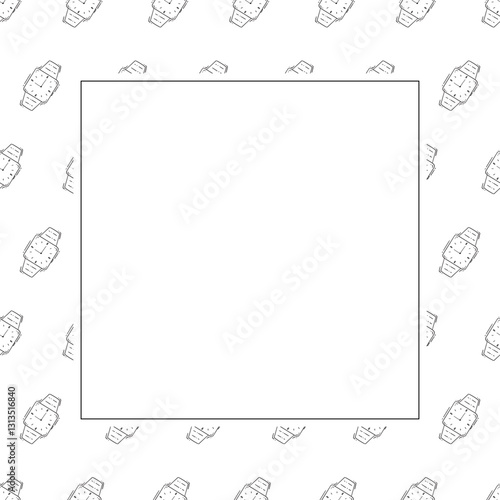 clock icon frame. doodle clock icon square frame. hand drawn clock icon frame background. clock icon background