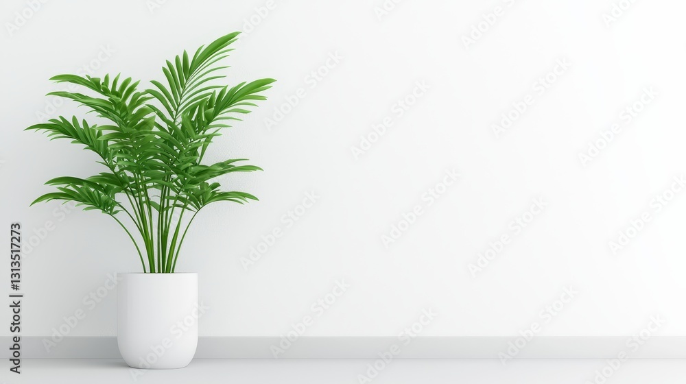 Stylish potted plant in a white room, enhance your interior design with greenery Stylish potted plant in a white room, enhance your interior design with greenery