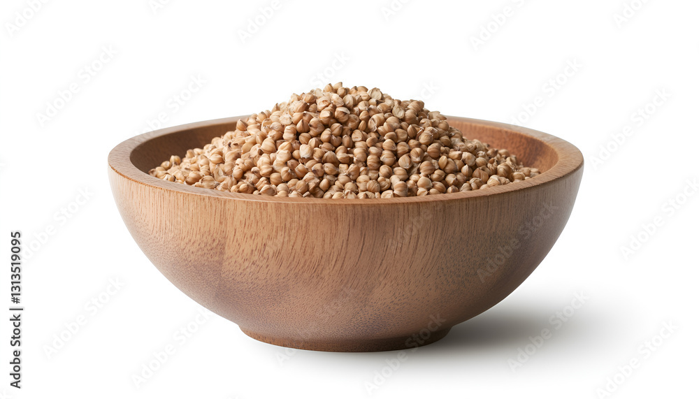 Raw buckwheat in bowl isolated on white Raw buckwheat in bowl isolated on white