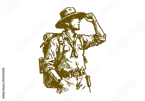Explorer hand drawn sketch vector illustration
