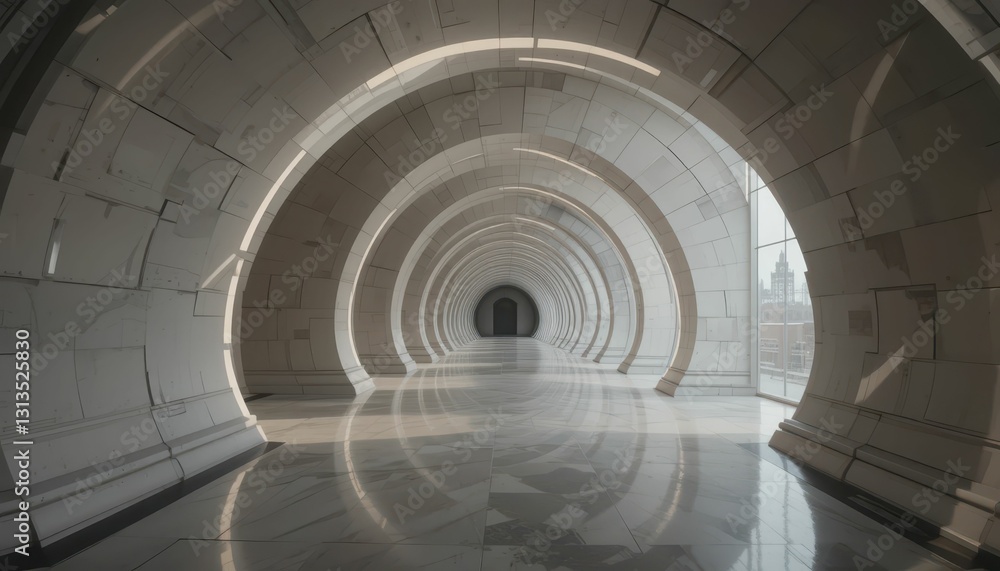 Modern Architectural Interior with Curved Walls and Elegant Lighting Modern Architectural Interior with Curved Walls and Elegant Lighting