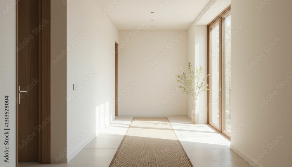 Bright and Minimalist Hallway with Natural Light and Simple Decor Bright and Minimalist Hallway with Natural Light and Simple Decor