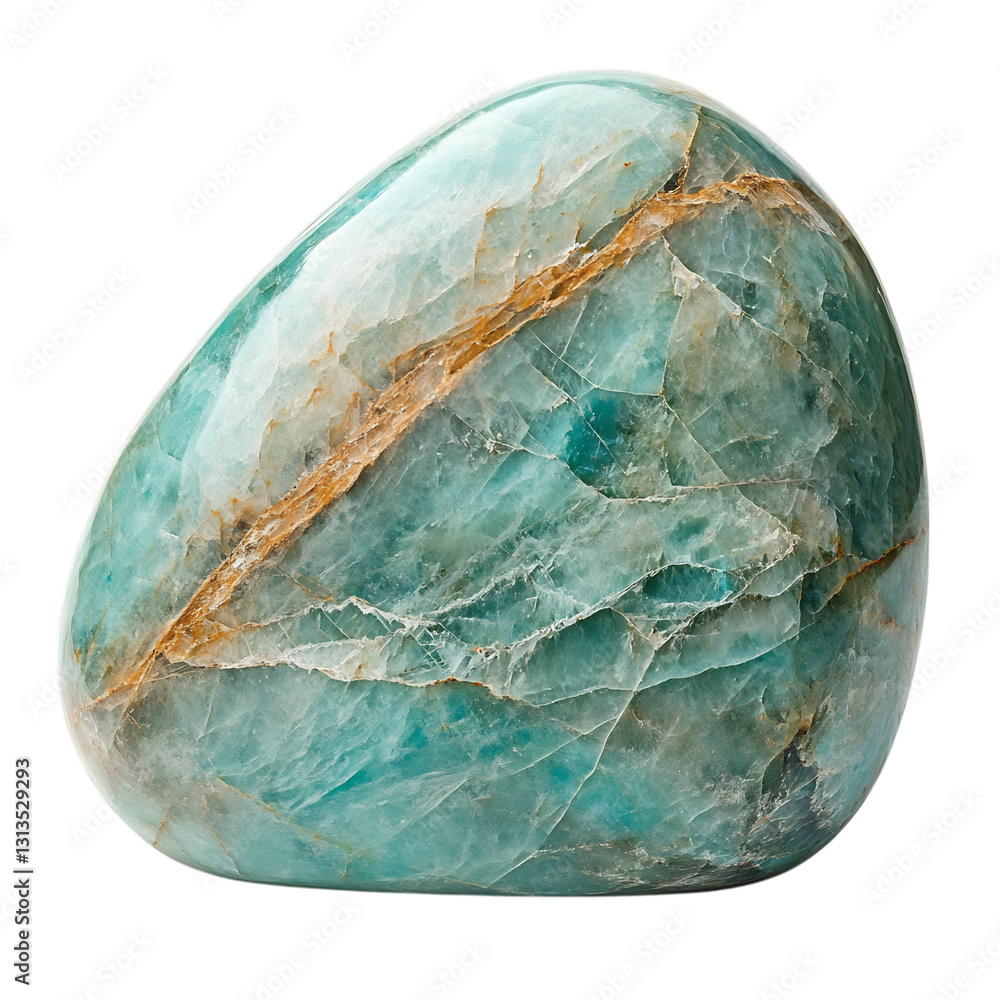 A Polished Amazonite Stone with Soothing Turquoise Hues Isolated on Transparent Background A Polished Amazonite Stone with Soothing Turquoise Hues Isolated on Transparent Background