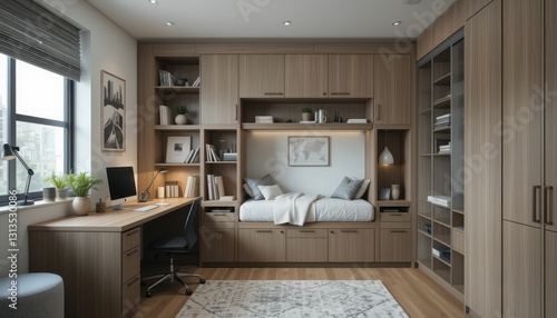 Cozy Modern Bedroom with Wood Furniture and Natural Light
