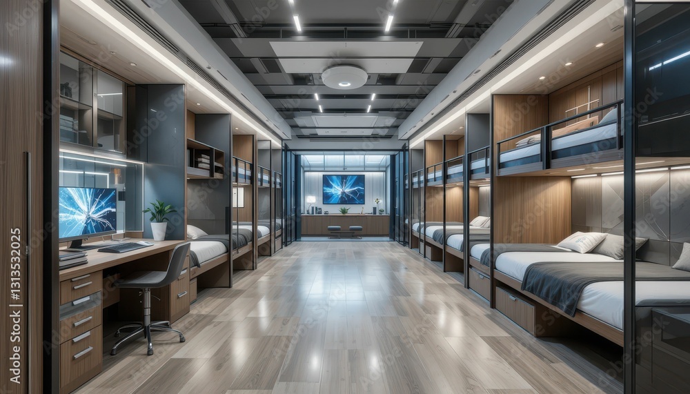 Modern Shared Bedroom Design with Bunk Beds and Stylish Interiors Modern Shared Bedroom Design with Bunk Beds and Stylish Interiors