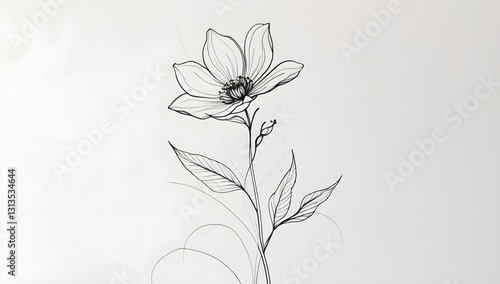 Elegant Black and White Flower Line Art. A Simple Botanical Illustration. Perfect for home decor invitations and adding a touch of nature to your designs.