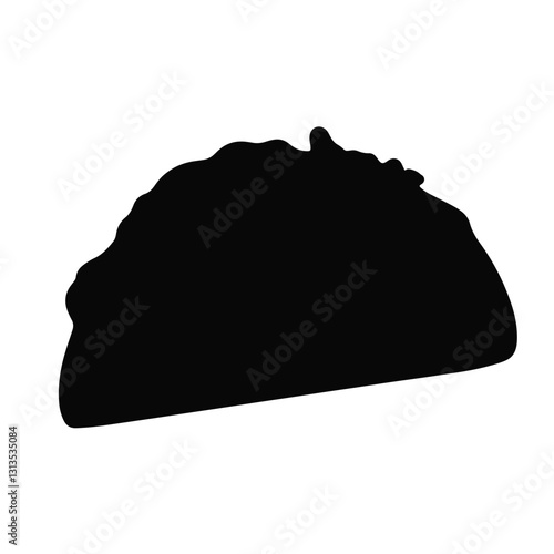 Oversized taco silhouette with visible fillings on white background, food concept