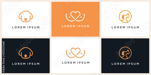 set pet dog logo line template