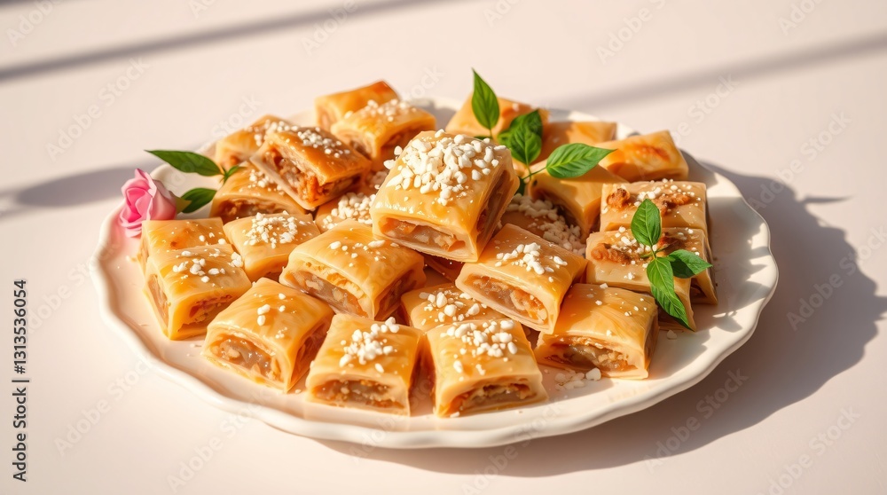 beautiful platter of Persian baklava, nan-e berenji, and noghl beautiful platter of Persian baklava, nan-e berenji, and noghl