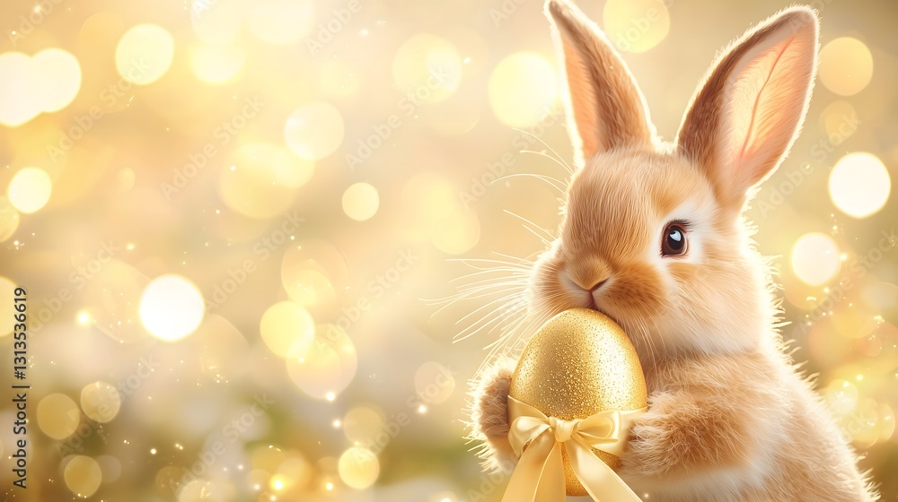 Obraz premium Golden egg easter bunny photo