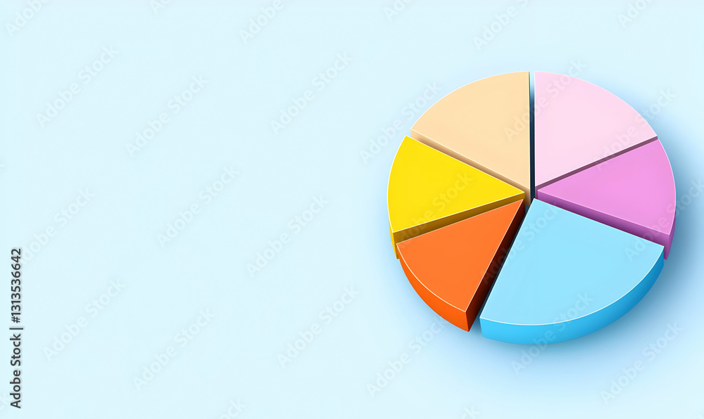 Obraz premium Colorful Pie Chart with Sections Displaying Business Data Insights